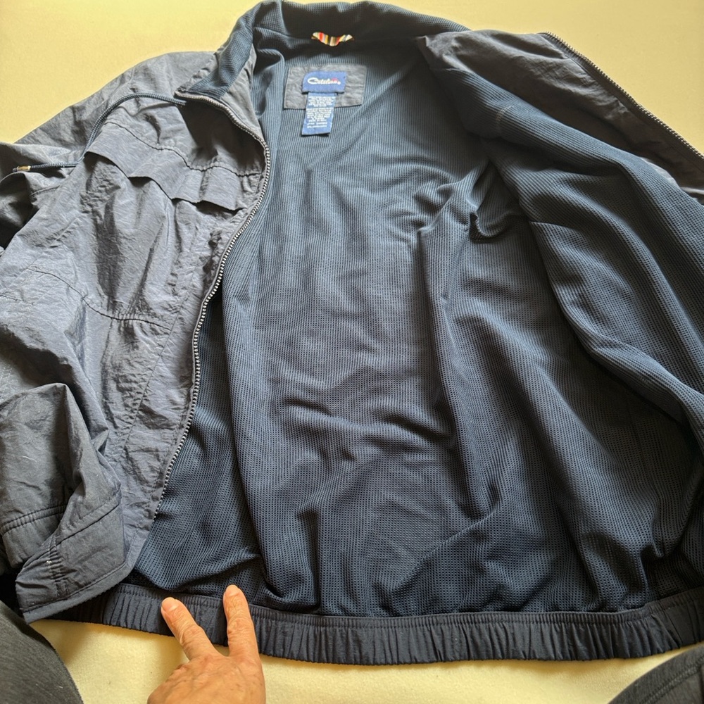Catalina Kids Navy Raincoat with Colorful Stripes - Picture 4 of 9